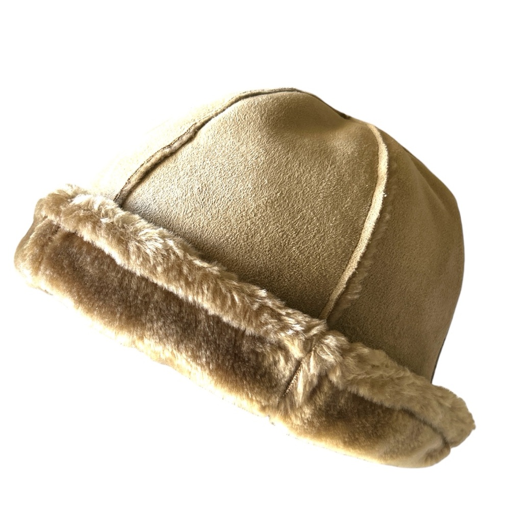 Shearling Bucket Hat Tan Faux Fur Lined NWOT
